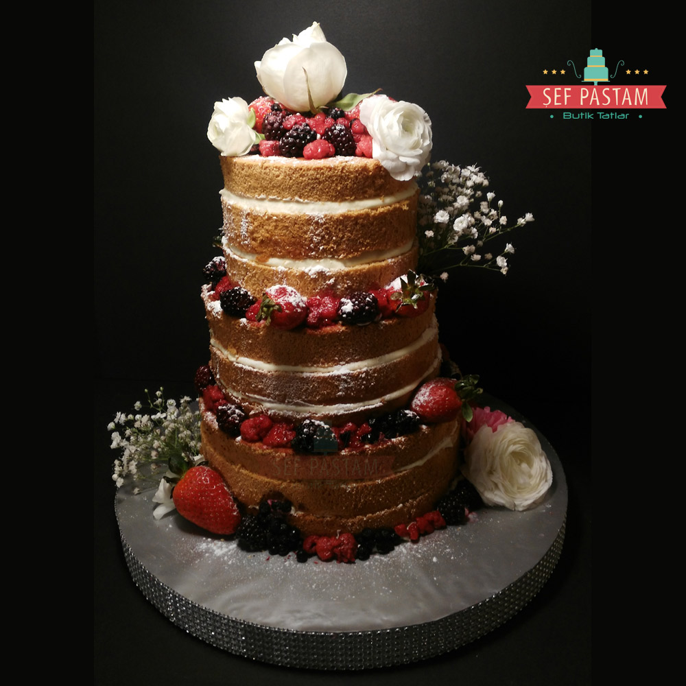 Naked Cake Canlı Çiçekli Pasta