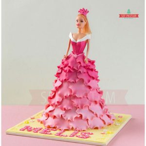 Pembe Çiçekli Barbie Pasta