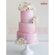 Pembe Çiçekli Düğün Pastası